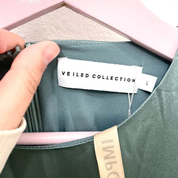 NWT Veiled Collection Green Long Sleeve Dress Size L - Picture 5 of 9